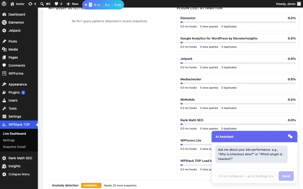 WPStack TOP Load Monitor AI chat assistant