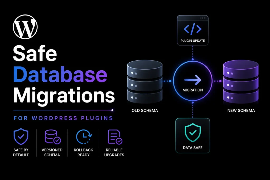 Safe WordPress plugin database migration from an old schema to a new schema with versioning, rollback support, and data protection.